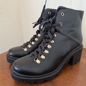 Steve Madden Black Lace Up Chunky Boots